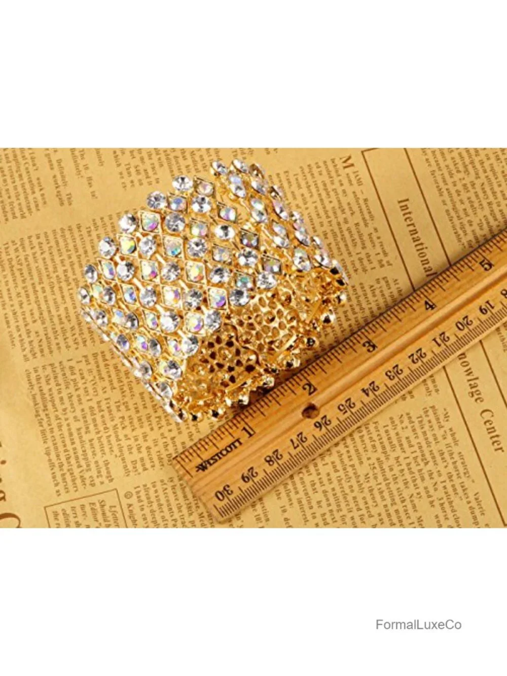 Aurora Borealis Crystal Rhinestone Stretch Wide Open Cuff Bangle Bracelet